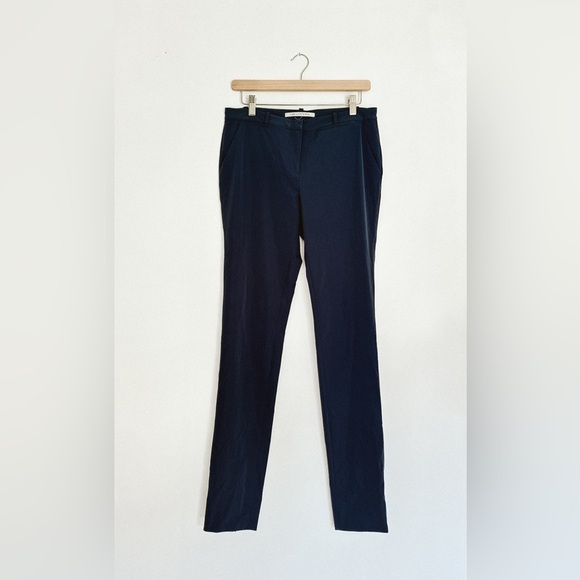 Diane Von Furstenberg Anabelle Poplin Trouser Pant Steel Blue - Size 6 - Picture 5 of 14